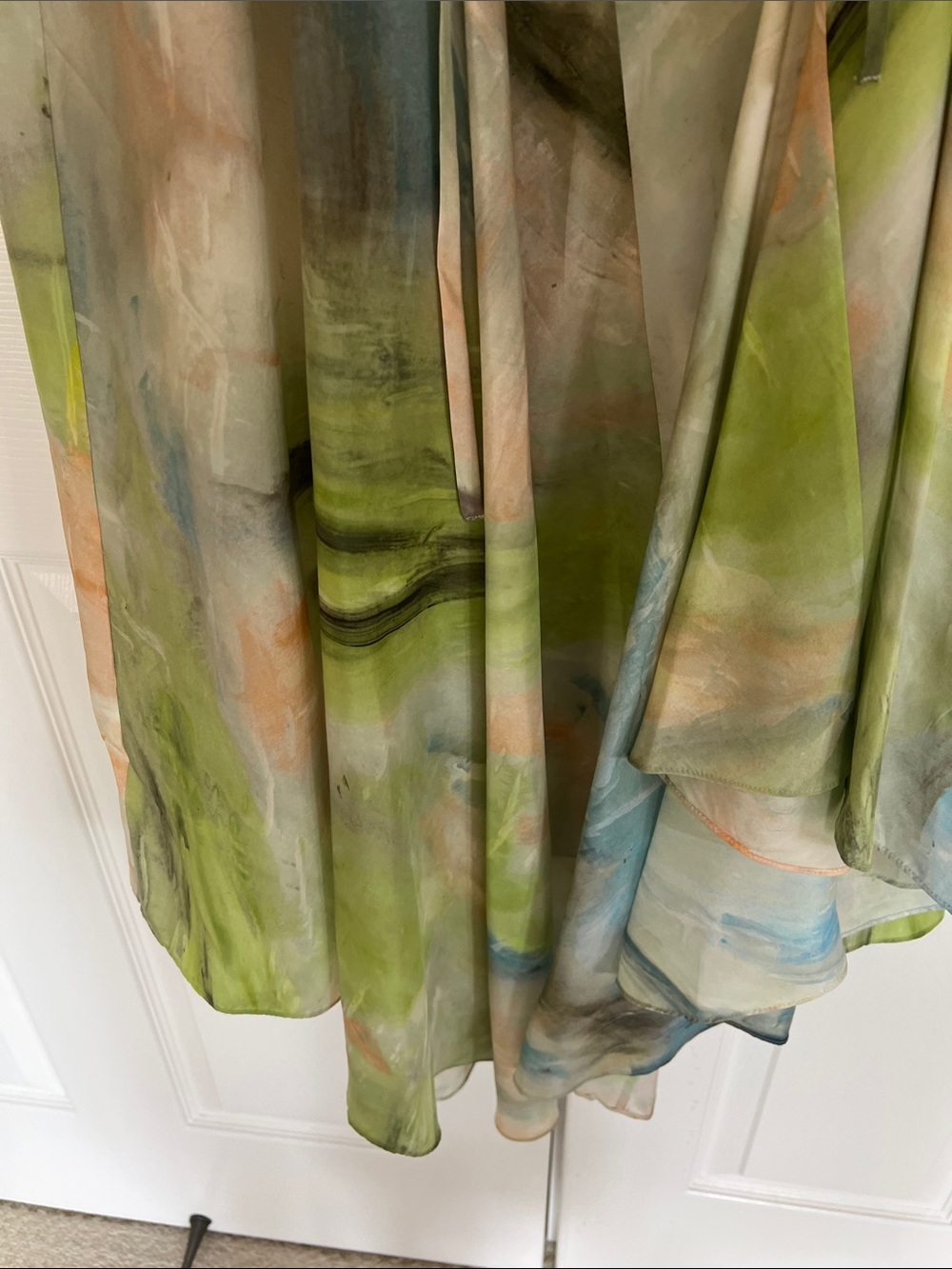 COS Asymmetrical Sleeveless Midi Dress in Green and Blue Watercolor - Picture 8 of 17